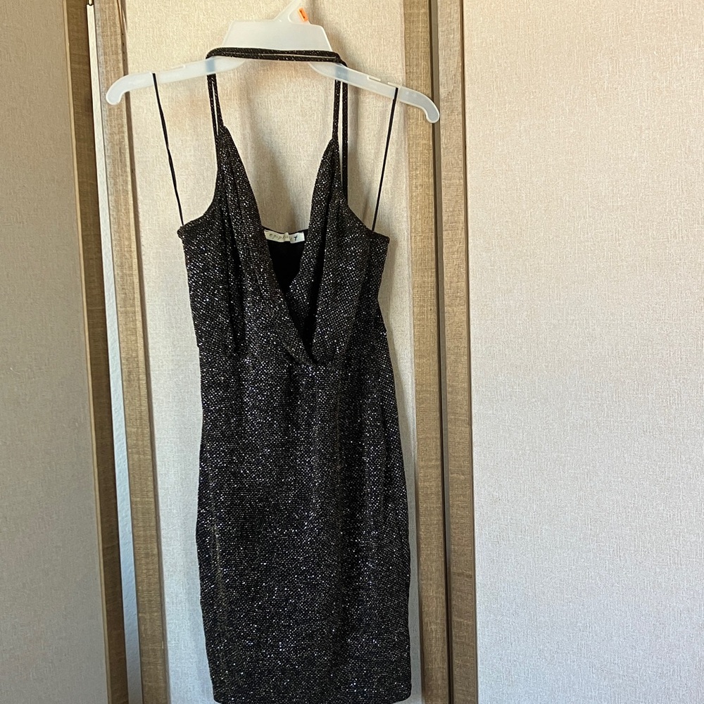 FINAL MARKDOWN Epiphany Black Dress with Gold Sparkle large